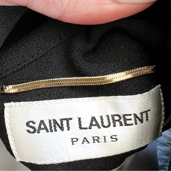 NWT YSL Saint Laurent Open Back Long Sleeve Mini Dress